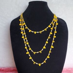 Sunny Yellow Glass & Seed Bead Necklace - Vintage, Estate